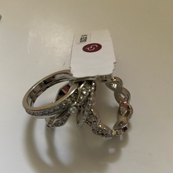 2 sets of Stack Rings Gold tone from H&M Silver tone Unknown Brand M/L size 8 - Picture 3 of 6